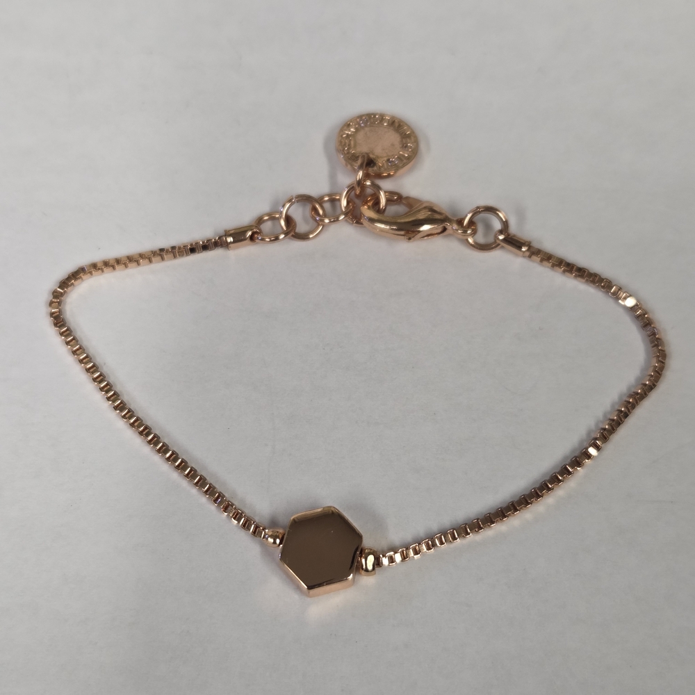 French Connection Rose Gold Hexagon Box Chain Bracelet
